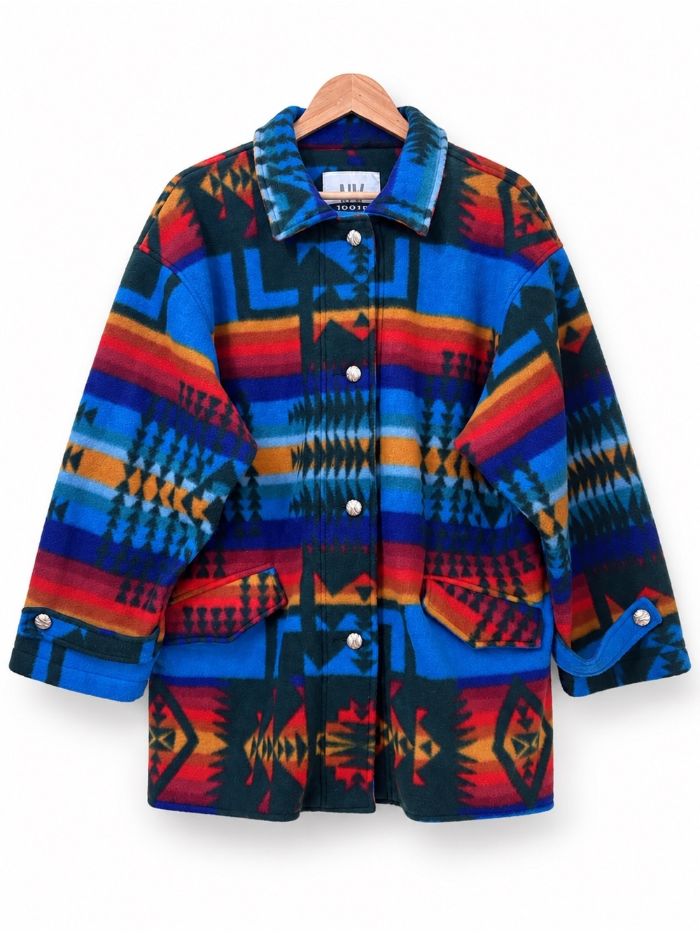 NY 10018 | Vintage Southwestern Aztec Geometric Fleece blanket Shacket Jacket XL
